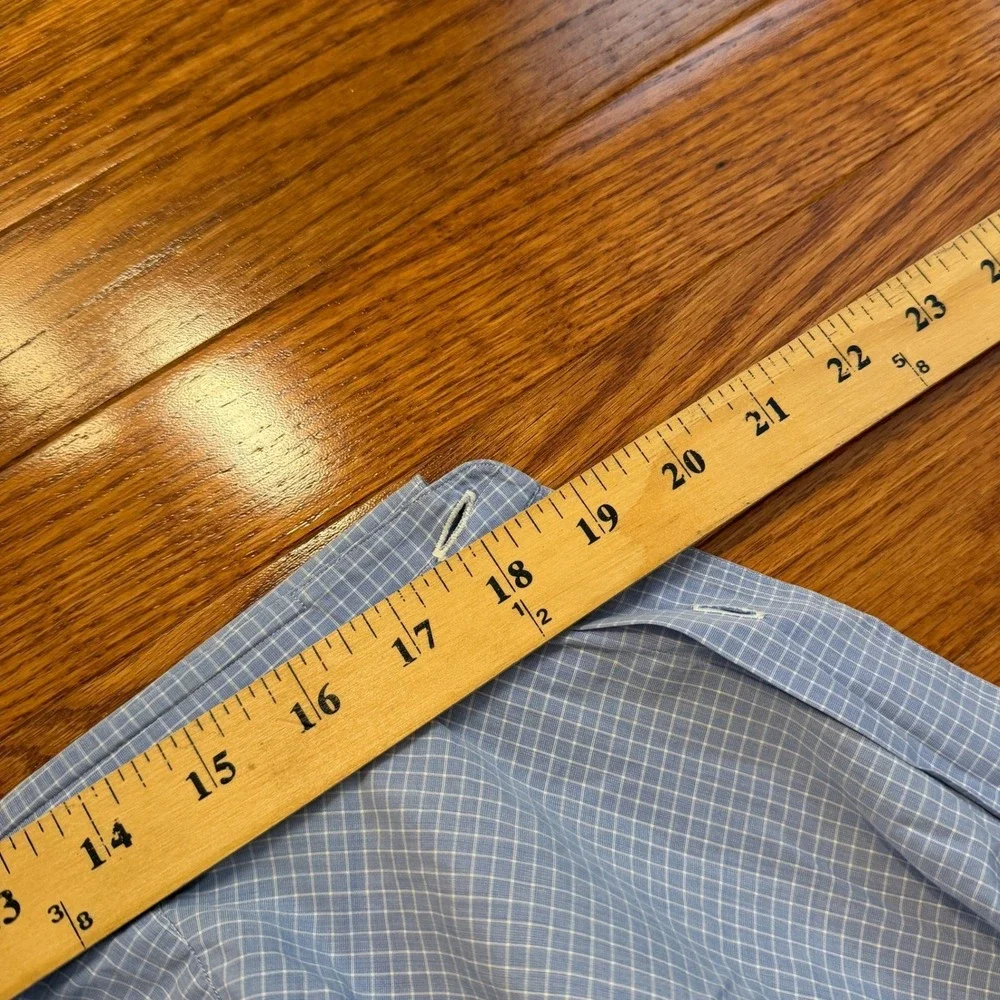 Brioni Button-Down Dress Shirt Fits Mens 17.5 Blue White Check Italy Cotton